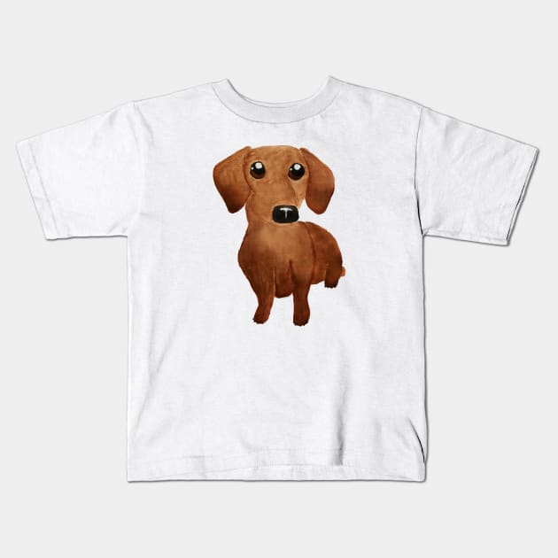 Watercolor cute dachshund puppy Kids T-Shirt by WatercolorFun